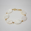 Mother Of Pearl Chain Bracelet Gold Plated Link Design