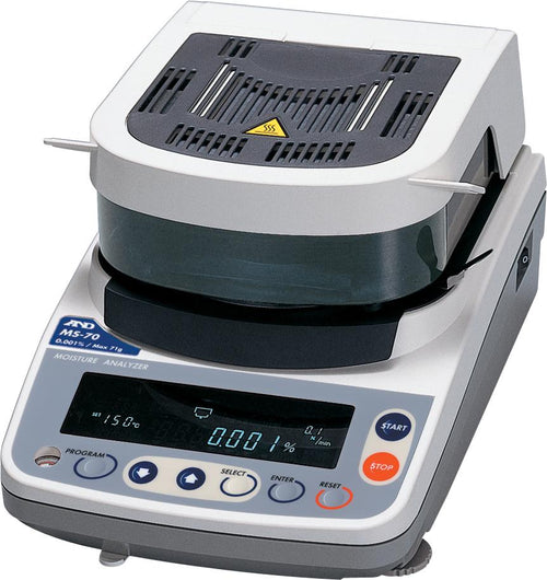 A&D Weighing MS-70 Moisture Analyzer, 71 g x 0.0001 g / 0.001%, Halogen