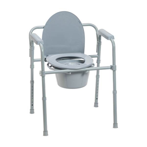 Steel Folding Deep Seat Bedside Commode, Gray RIO Medical Supplies