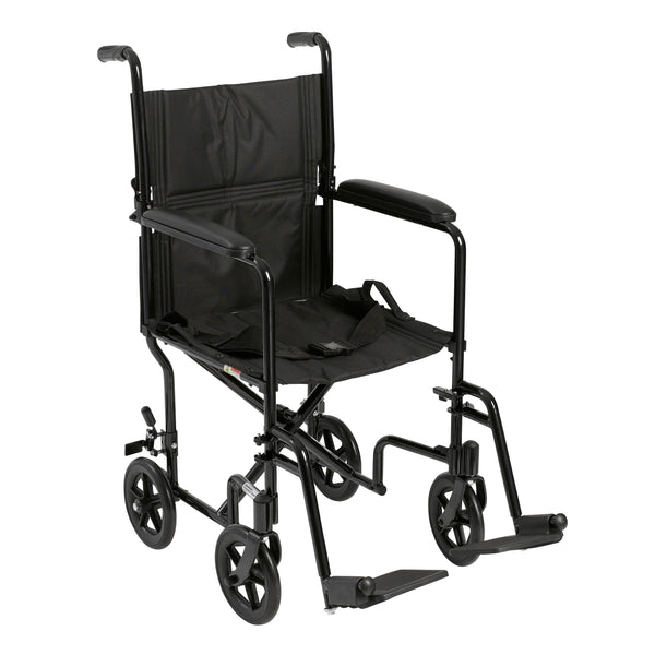Lightweight Transport Wheelchair, 19" Seat, Black RIO Medical Supplies
