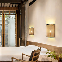 Natural Rattan Wall Lamps for Bedside, Aisle & Living Room Lighting
