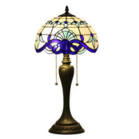 New Blue Tiffany-Inspired Lamp in Baroque Glass