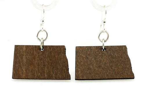 North Dakota State Wooden Earrings Minimalist Dangle