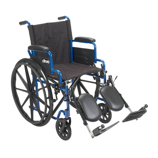Blue Streak Wheelchair with Flip Back Desk Arms, Elevating Leg Rests, 20" Seat RIO Medical Supplies