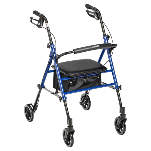Adjustable Height Rollator Rolling Walker with 6" Wheels, Blue RIO Medical Supplies
