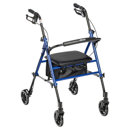 Adjustable Height Rollator Rolling Walker with 6" Wheels, Blue RIO Medical Supplies