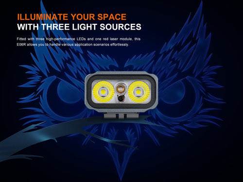 Fenix E06R Keychain Light with White, UV, and Red Laser Lights
