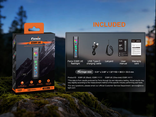 Fenix E08R UE Multi-Light EDC Flashlight With Red Light & Green Laser