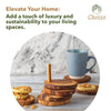 Olive Wood Coaster Set 7Pc With Holder - Natural Round Handcarved Coasters