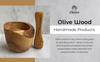 Olive Wood Mortar Pestle Rustic Handmade Kitchen Grinder For Spices