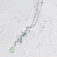 Opalite Amazonite Drop Necklace Sterling Silver Chain