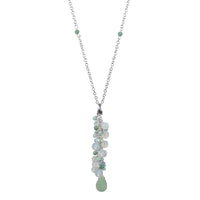 Opalite Amazonite Drop Necklace Sterling Silver Chain