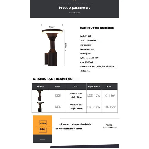 Outdoor LED Wall Lamp with Durable Aluminum Housing Waterproof Design