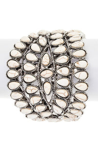 Oversize Western Multicolor Compressed Stone Bangle Cuff