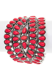 Oversize Western Multicolor Compressed Stone Bangle Cuff