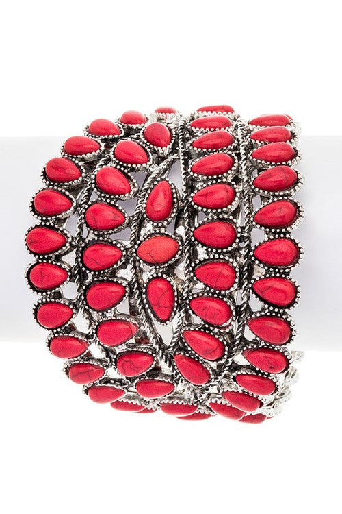 Oversize Western Multicolor Compressed Stone Bangle Cuff