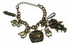 Owl Elephant Feather Charm Bracelet Bronze Boho Chic