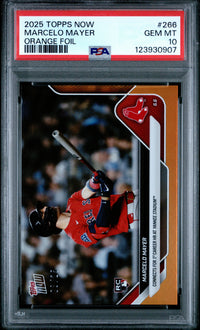 Graded 2025 Topps Now Marcelo Mayer #266 Orange Foil /25 Rookie RC Baseball Card PSA 10 Gem Mint