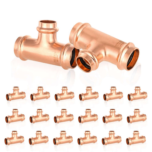 30 Pcs 3/4" x 3/4" x 1/2" Press Copper Tee (Lead Free)