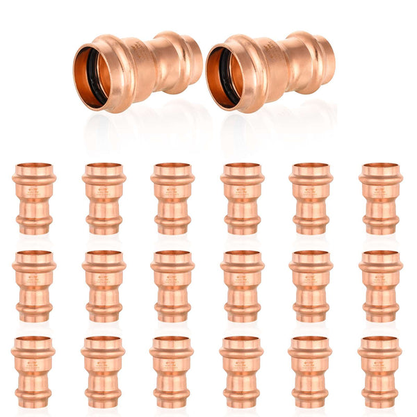 30 Pcs 1" x 3/4" Copper Press x Press Coupling NO Stop (Lead Free)
