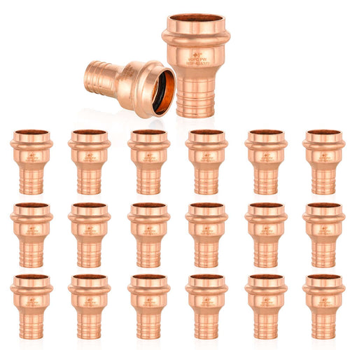 30 Pcs 1/2" Press Copper x 3/4" PEX Crimp Adapter (Lead Free)