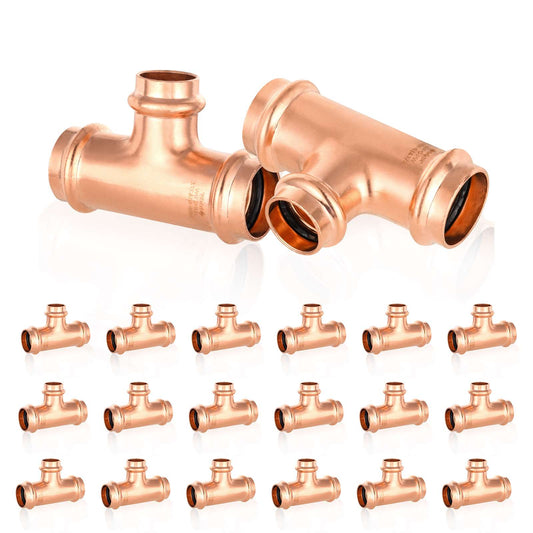 30 Pcs 1" x 1" x 3/4" Press Copper Tee (Lead Free)