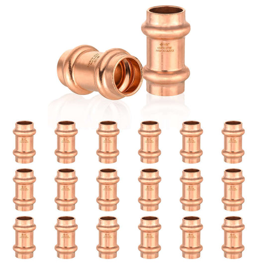 30 Pcs 3/4" Press Copper Coupling w/Stop (Lead Free)