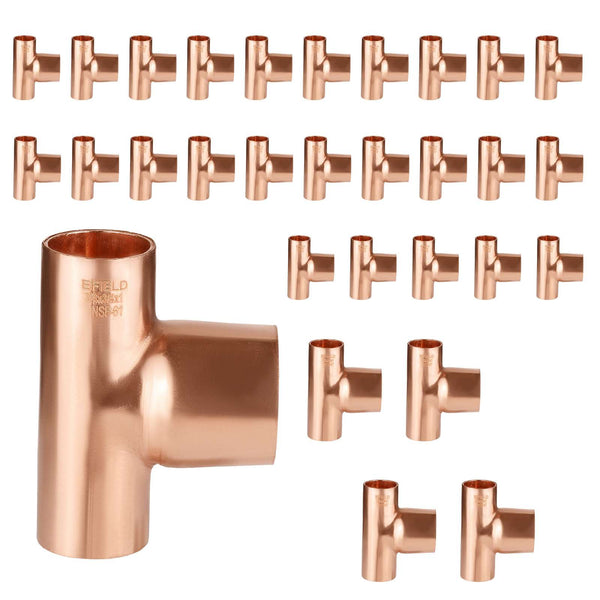 30 Pcs 1/2" X 1/2" X 3/4" Copper Reducing Tee at Wholesale Price