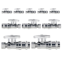 10 Pcs 1/2" Press x 3/8" OD Compr. Straight Stop Valve, 1/4 Turn (Lead Free) Plumbingsell