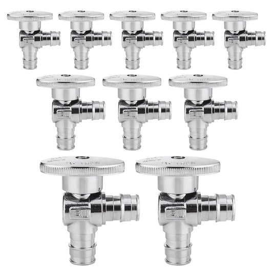 10 Pcs 1/2" x 1/2" PEX Expansion Angle Stop Valve, 1/4 Turn (Lead Free) Plumbingsell