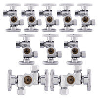 10 Pcs 5/8" OD Compr. x 3/8" OD Compr. x 3/8" OD Compr. Dual Stop Valve, 1/4 Turn (Lead Free) Plumbingsell