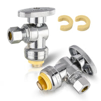 10 Pcs 1/2" Push Connect x 1/4" OD Compr. Angle Stop Valve w/ABS Handle (Lead Free) Plumbingsell