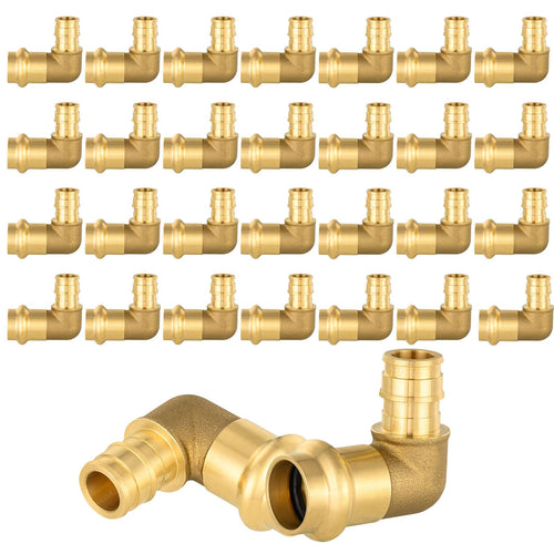 1/2" Copper Press x 1/2" PEX Expansion Brass Elbow (Lead Free)
