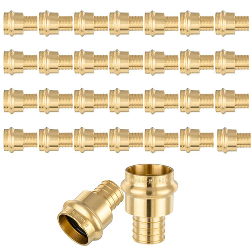 30 Pcs 1" Press x 1" PEX Crimp Brass Adapter (Lead Free)