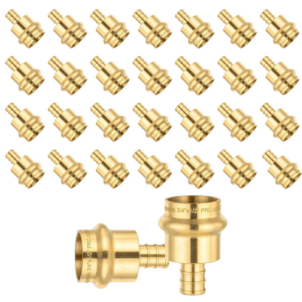 30 Pcs 3/4" Press x 1/2" PEX Crimp Brass Adapter (Lead Free)