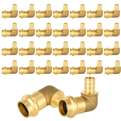 1/2" Copper Press x 1/2" PEX Crimp Brass Elbow (Lead Free)