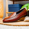 Zelli Italia 11-620-CGN PALIO Genuine Crocodile and Calfskin Basketweave Slip On,
