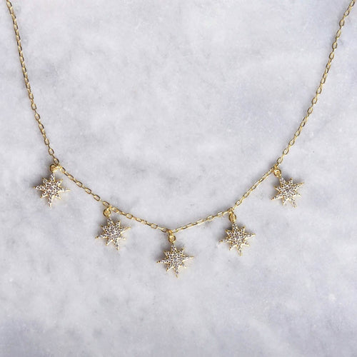 Pave CZ Star Drop Necklace