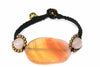 Peach Agate Rose Quartz Slice Beaded Bracelet Handmade