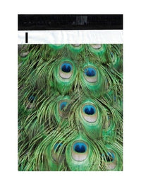 Peacock Feathers Green Poly Mailers Size 10x13 Shipping Bags