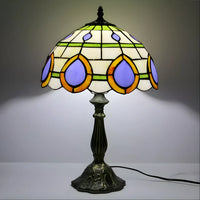 Peacock Tiffany-Inspired Lamp in Vintage Glass Design
