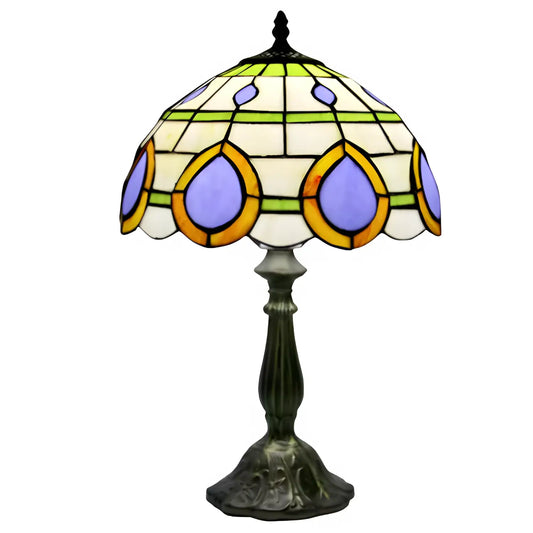 Peacock Tiffany-Inspired Lamp in Vintage Glass Design