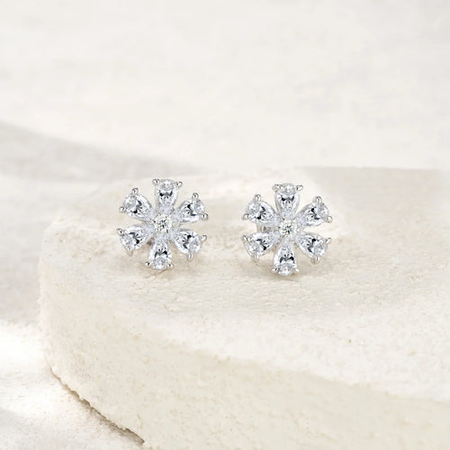 Pear Cut Cluster Moissanite Stud Earrings 3x5mm S925 Silver 18K Gold Plated