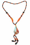 Pear Pendant Glass Teardrop Beaded Necklace Statement