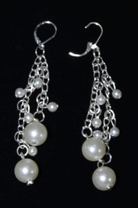 Pearl Chain Dangle Earrings Long Bridal Drop Earrings