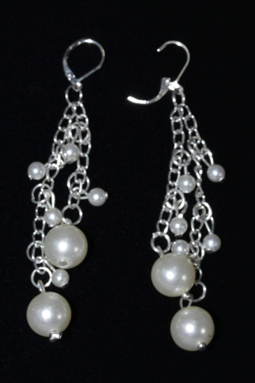 Pearl Chain Dangle Earrings Long Bridal Drop Earrings