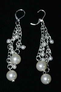 Pearl Chain Dangle Earrings Long Bridal Drop Earrings