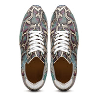 65-215-BLU PERI Python Embossed Italian Calfskin Sneakers, Marine Blue