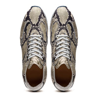 65-215-WHT PERI Python Embossed Italian Calfskin Sneakers Black / White