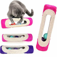 Pet Cat Rolling Sisal Scratching Post Trapped With 3 Ball Training Novely Toy